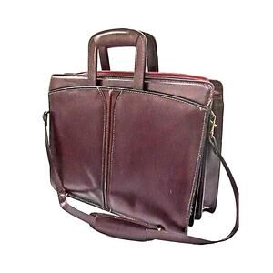 VTG Leather Briefcase Heritage Top Grain Burgandy Handles & Shoulder Strap